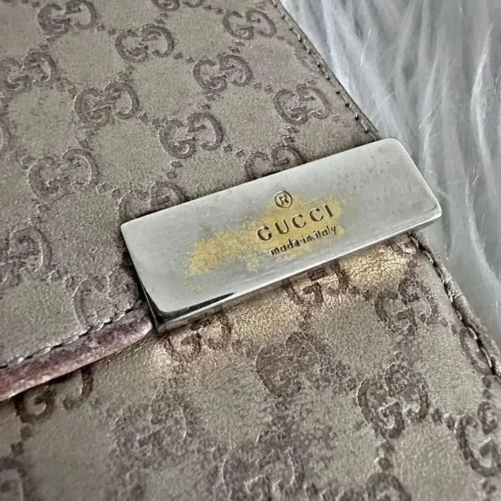 GUCCI | Authentic Vintage Unisex Canvas Compact Wallet Tan Brown Gold - Picture 2 of 10